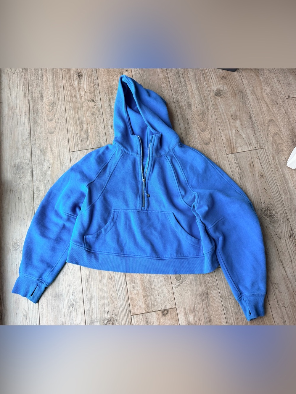 Lululemon Scuba Oversized Half Zip Hoodie Blue Cropped Sweatshirt Fleece M/L
